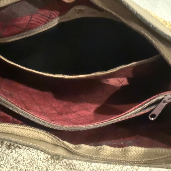 Vintage Tan and Brown Woven Shoulder Bag with Leather Trim - Picture 8 of 8